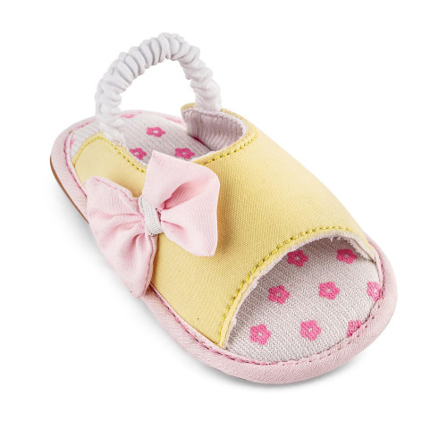 Loop and Butterfly Style Yellow Color Baby Sandal