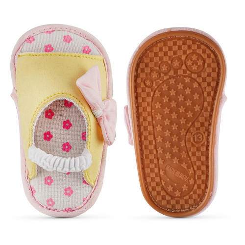 Loop and Butterfly Style Yellow Color Baby Sandal