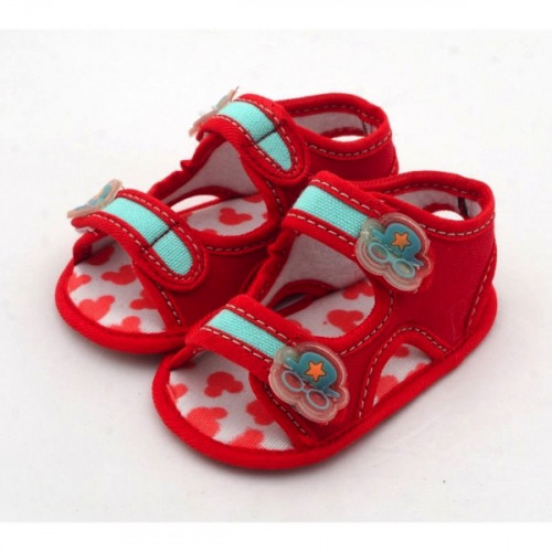 Cap Red Velcro Flat Baby Sandals For Baby Boys & Girls