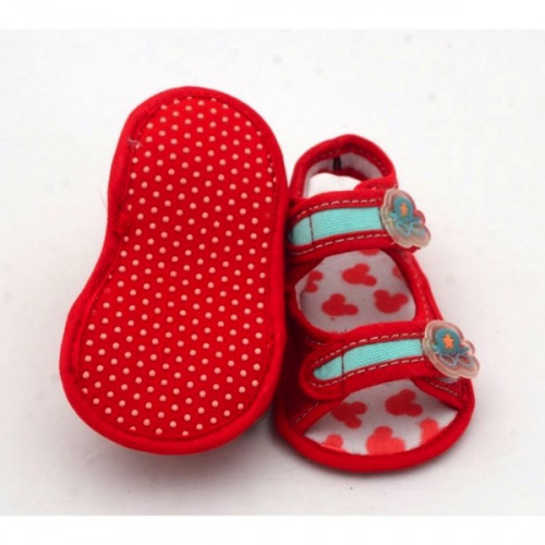 Cap Red Velcro Flat Baby Sandals For Baby Boys & Girls