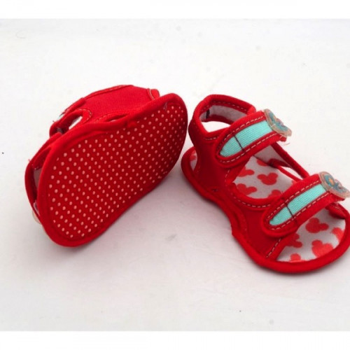 Cap Red Velcro Flat Baby Sandals For Baby Boys & Girls