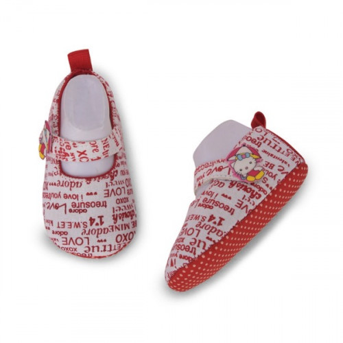 Newspaper Style Red Color Baby Shoes (3 to 12 months) For Girls and Boys