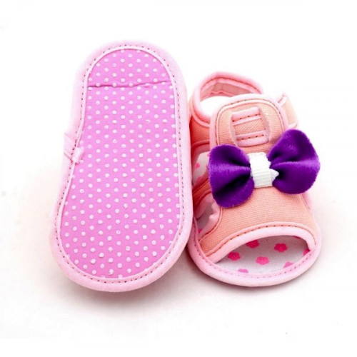 Bow Style Pink Color Velcro Flats baby sandal