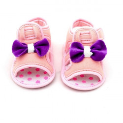 Bow Style Pink Color Velcro Flats baby sandal