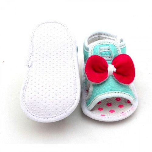 Bow Style Green Color Velcro Flats baby sandal