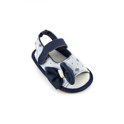 Light Blue Velcro Flats Baby Sandal in Bow Style