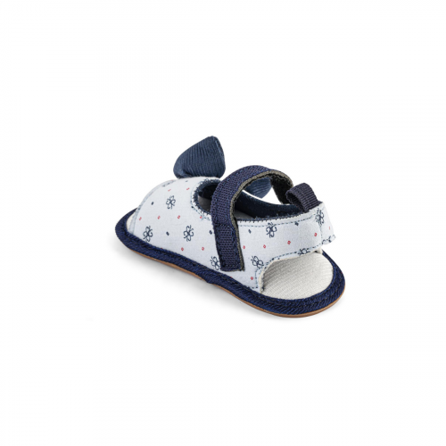 Light Blue Velcro Flats Baby Sandal in Bow Style