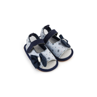 Light Blue Velcro Flats Baby Sandal in Bow Style
