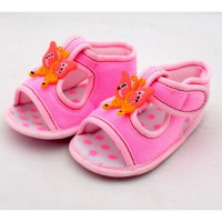 Butterfly Design Light Pink Color Velcro Flat baby sandals 