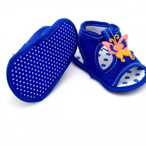 Butterfly Design Blue Color Velcro Flat baby sandals 