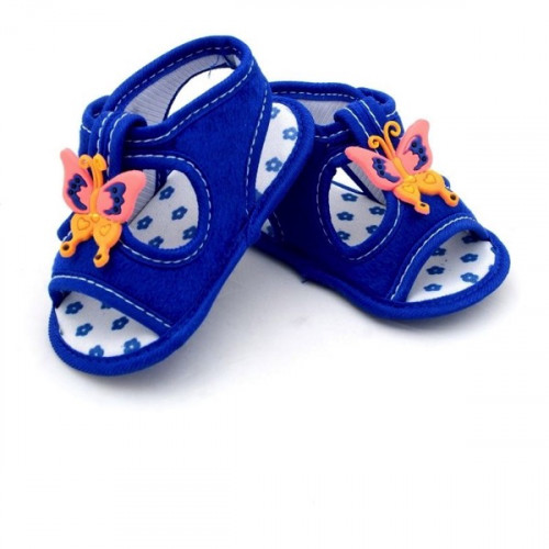 Butterfly Design Blue Color Velcro Flat baby sandals 