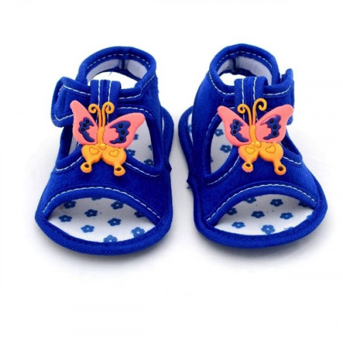 Butterfly Design Blue Color Velcro Flat baby sandals 