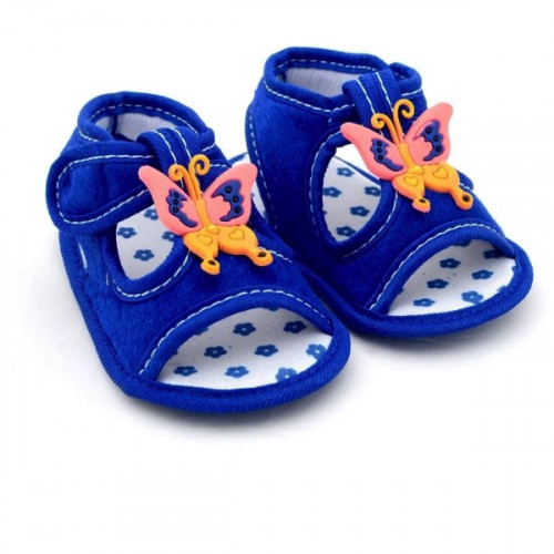 Butterfly Design Blue Color Velcro Flat baby sandals 
