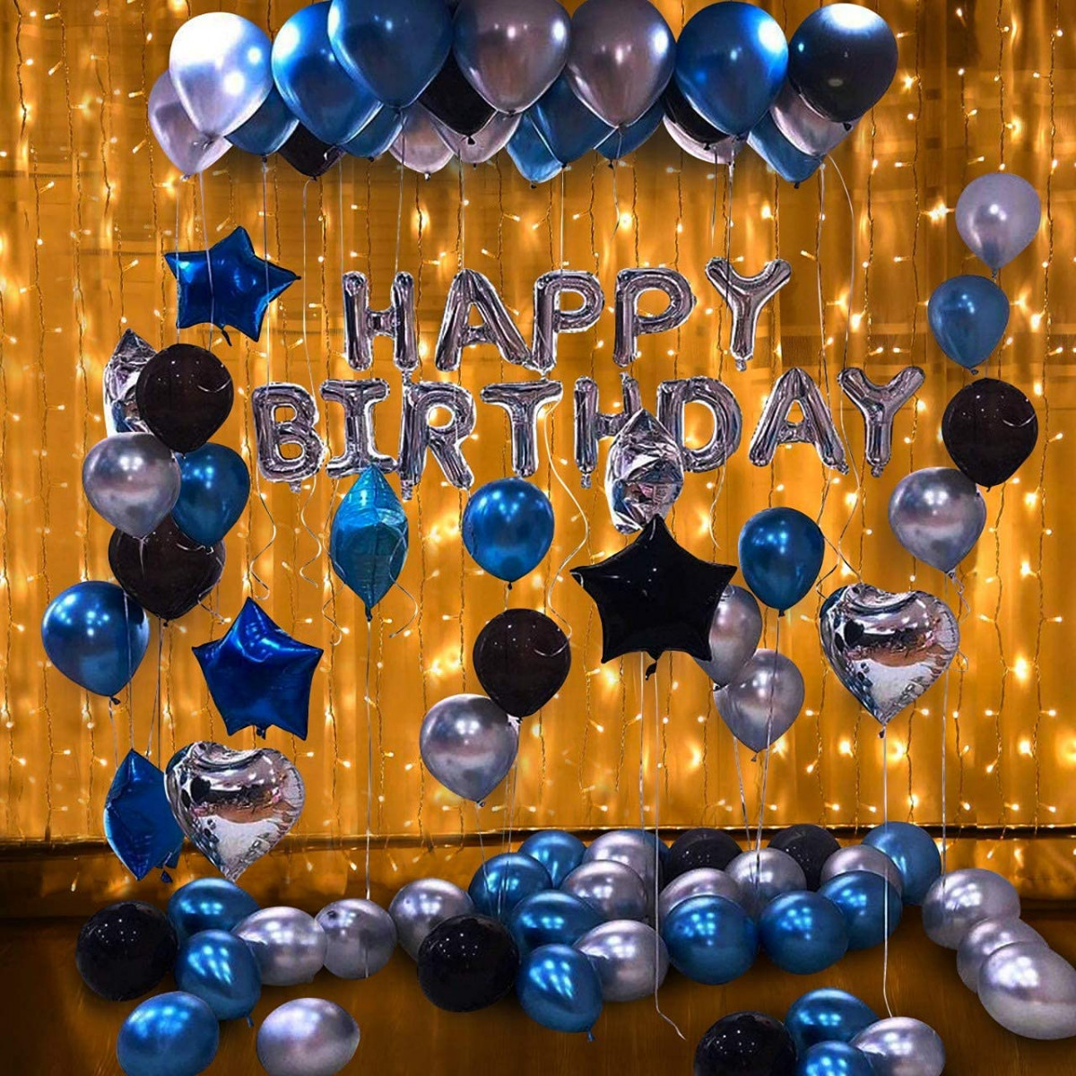 Blue Party Balloons Celebrate Decoration on Black Background Stock  Illustration - Illustration of happy, years: 116548413
