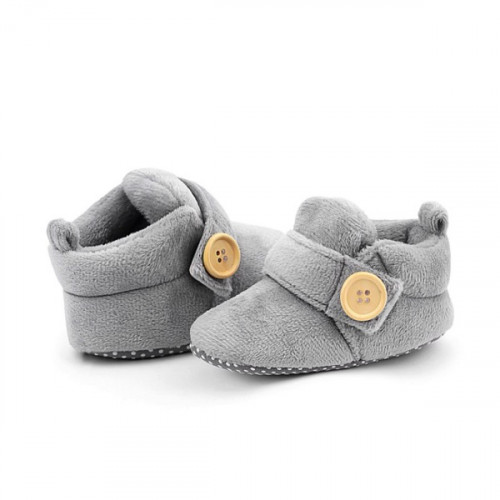 Velvet Soft Base Grey Baby Booties