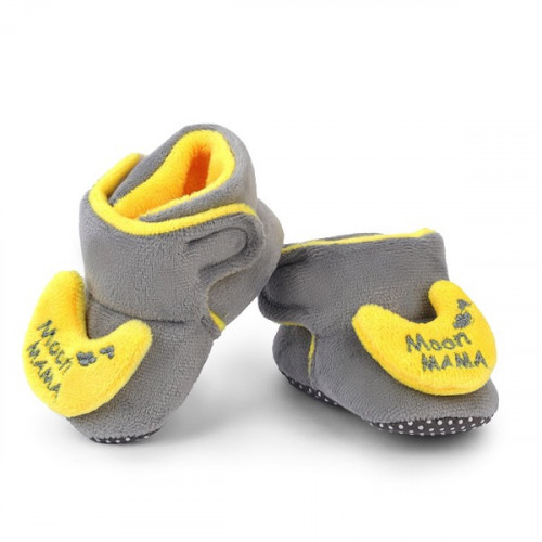 Moon Mama Grey Color Textured Baby Shoes For Boys and Girls
