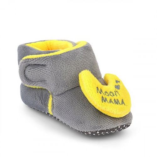 Moon Mama Grey Color Textured Baby Shoes For Boys and Girls