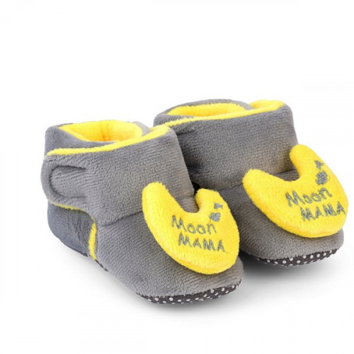 Moon Mama Grey Color Textured Baby Shoes For Boys and Girls