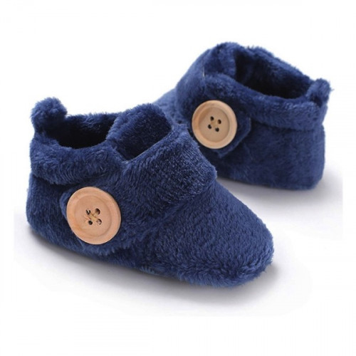 Velvet Soft Base Navy Blue Baby Booties
