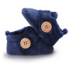 Velvet Soft Base Navy Blue Baby Booties