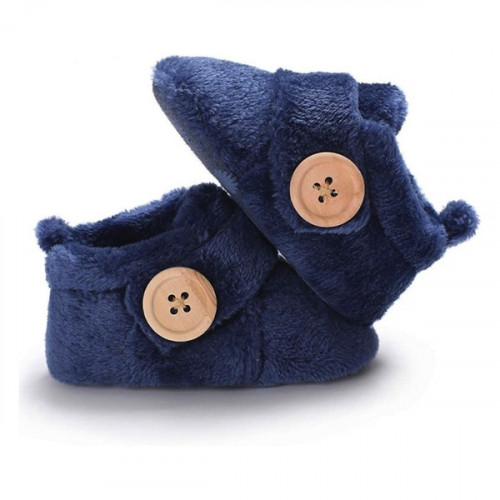 Velvet Soft Base Navy Blue Baby Booties