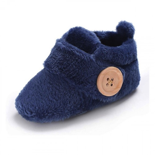 Velvet Soft Base Navy Blue Baby Booties