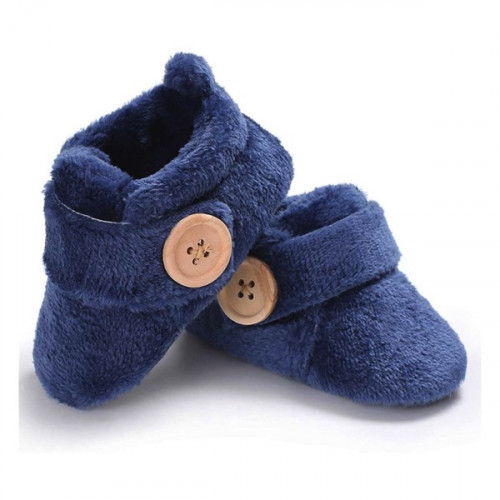 Velvet Soft Base Navy Blue Baby Booties