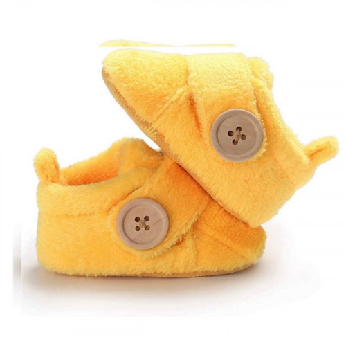 Velvet Soft Base Yellow Baby Booties
