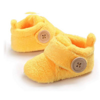 Velvet Soft Base Yellow Baby Booties