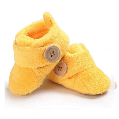 Velvet Soft Base Yellow Baby Booties