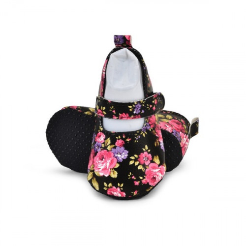 Flower Print Black Colour Baby Shoes For Boys and Girls