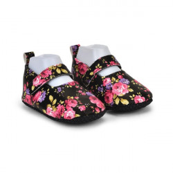Flower Print Black Colour Baby Shoes For Boys and Girls
