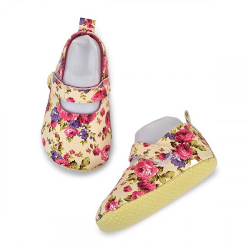 Flower Print Cream Colour Baby Shoes For Boys and Girls
