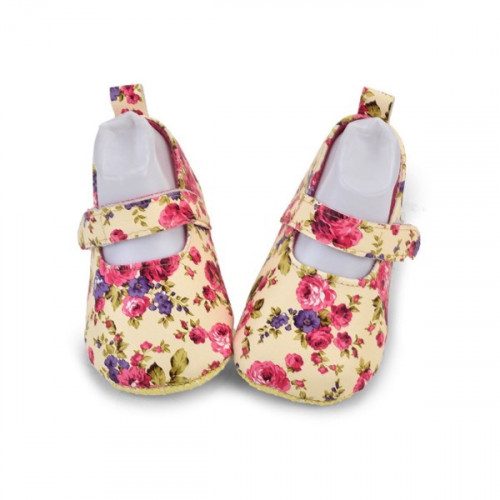 Flower Print Cream Colour Baby Shoes For Boys and Girls