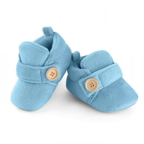Velvet Soft Base Light Blue Baby Booties