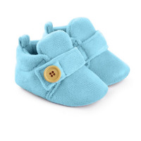 Velvet Soft Base Light Blue Baby Booties