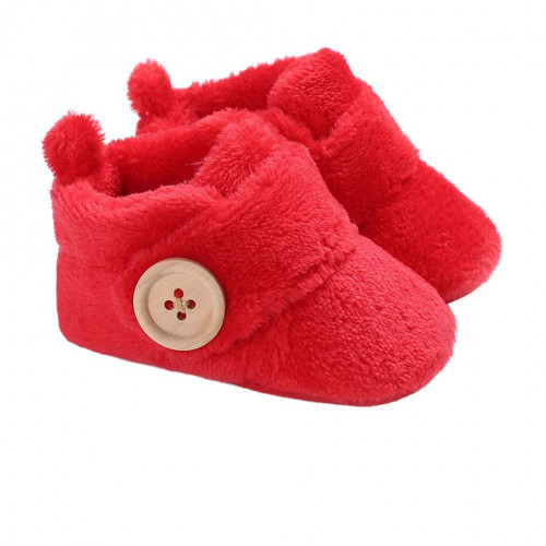 Velvet Soft Base Red Baby Booties