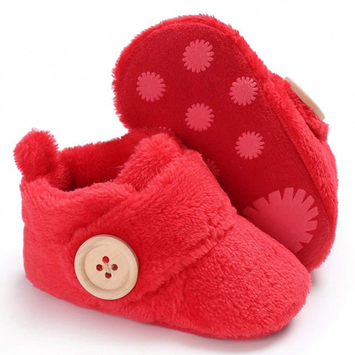 Velvet Soft Base Red Baby Booties