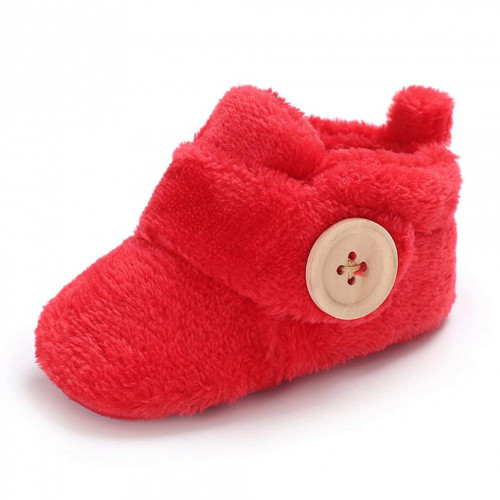 Velvet Soft Base Red Baby Booties