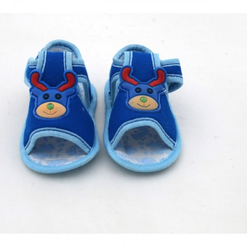 Deer Style Velcro Flats Baby Sandal in Blue Color