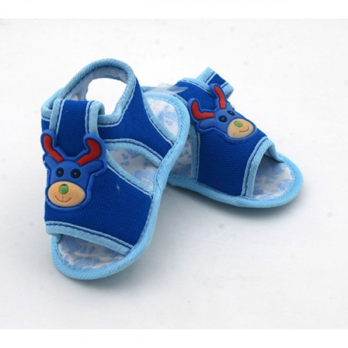Deer Style Velcro Flats Baby Sandal in Blue Color
