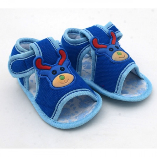 Deer Style Velcro Flats Baby Sandal in Blue Color