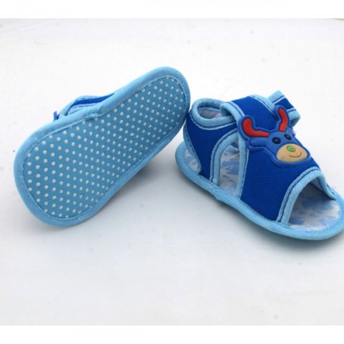 Deer Style Velcro Flats Baby Sandal in Blue Color
