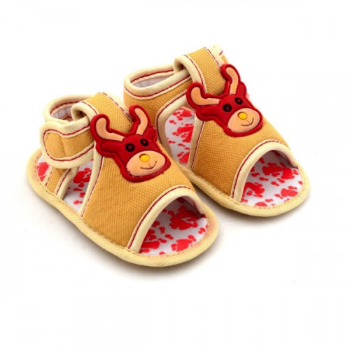 Velcro Flats Baby Sandal in Deer Style Brown Color