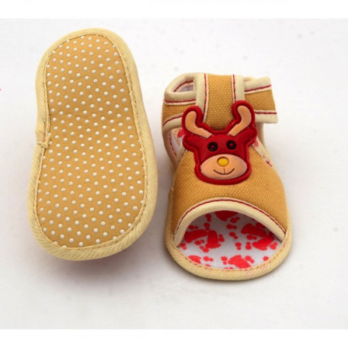 Velcro Flats Baby Sandal in Deer Style Brown Color