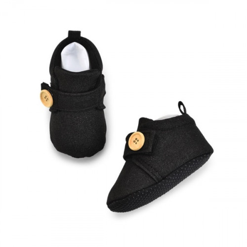 Premium Quality Glitter Black Baby Shoes For Boys