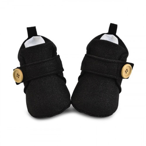 Premium Quality Glitter Black Baby Shoes For Boys
