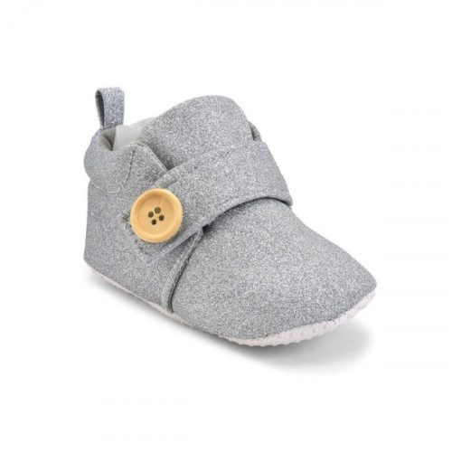 Premium Quality Glitter Silver Baby Booties For Boys