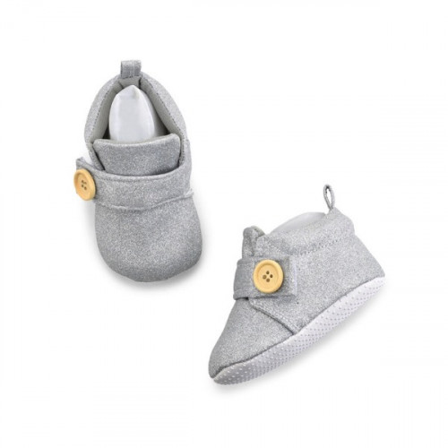 Premium Quality Glitter Silver Baby Booties For Boys