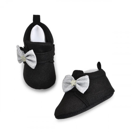 Premium Quality Glitter Black Baby Booties For Girls